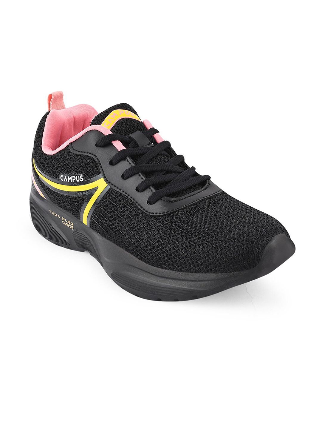 Campus Women Black Mesh Running Shoes Price in India