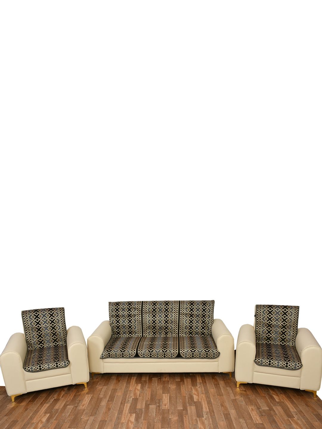 MULTITEX Black & Biege Printed 5-Seater Sofa Covers Price in India