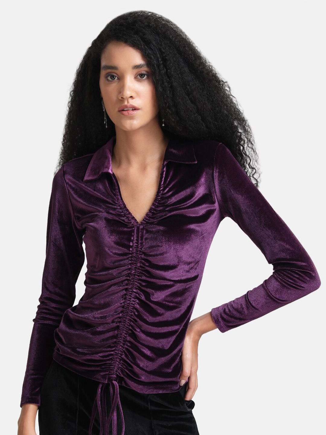 Kazo Purple Ruched Top Price in India