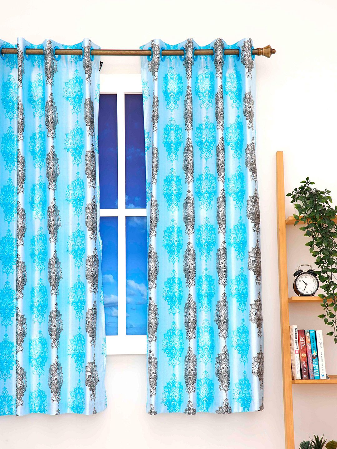 Ariana Blue & White Floral Window Curtain Price in India