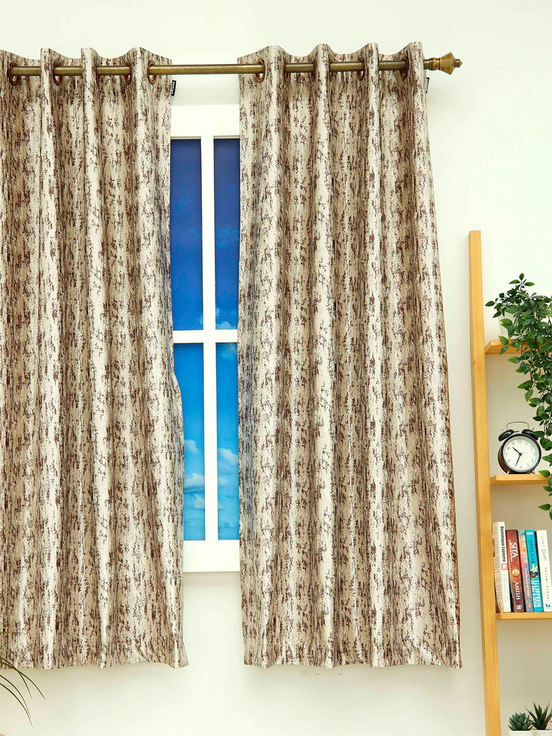 Ariana Brown Black Out Window Curtain Price in India