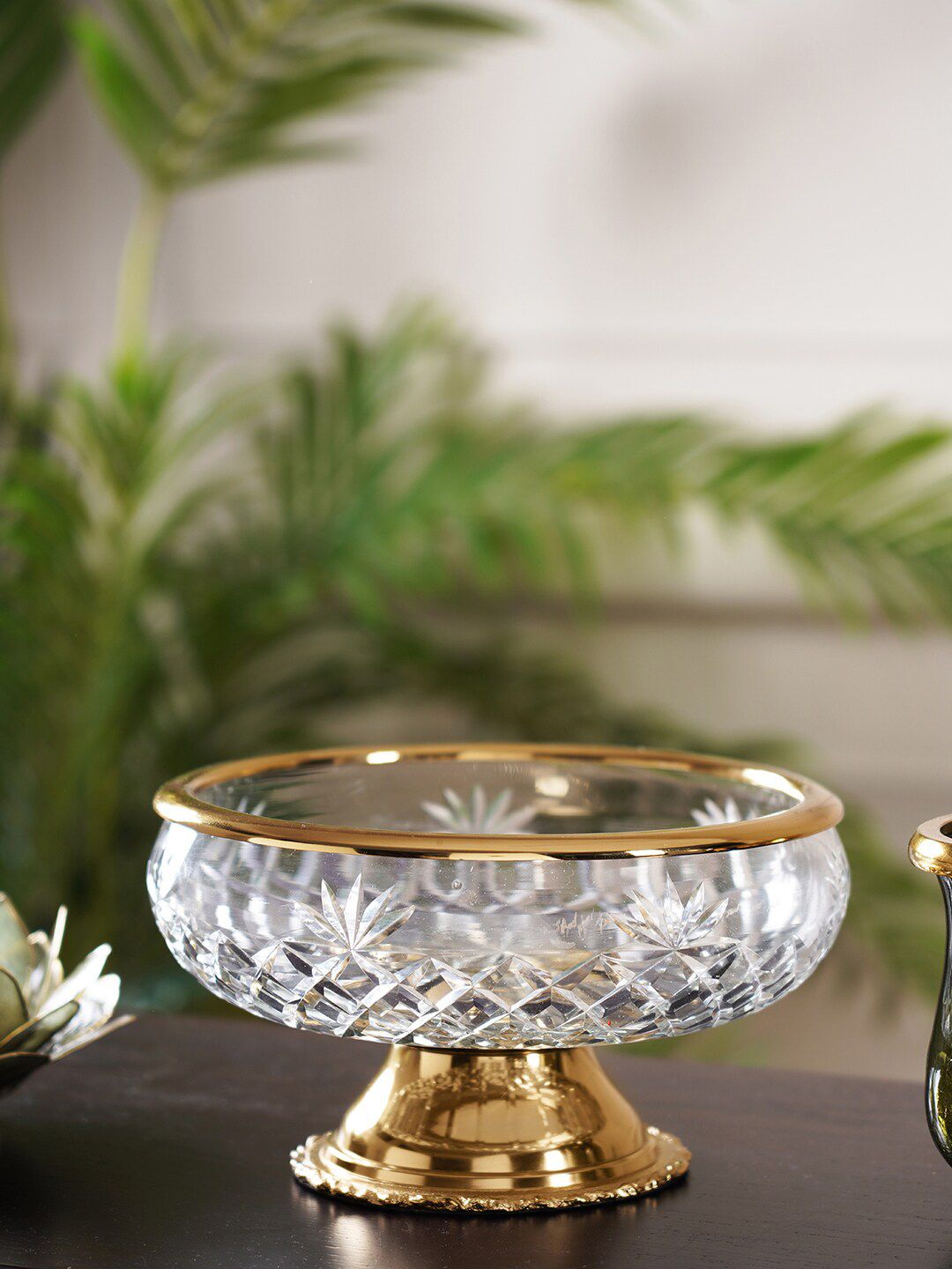 Pure Home and Living Gold-Toned Textured Glass Bowl Price in India