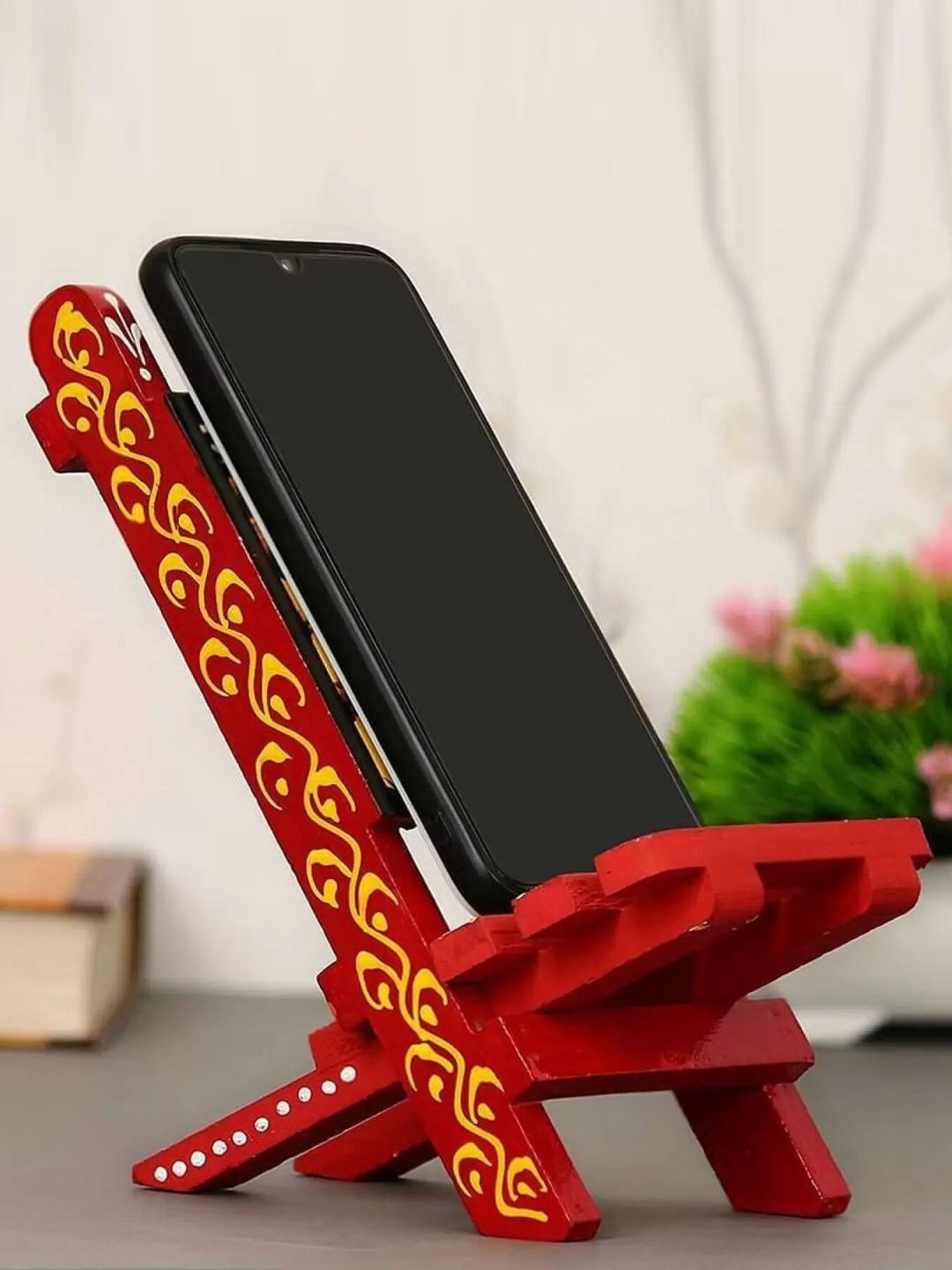Fashion Bizz Red Wooden Mobile Chair Showpiece Price in India