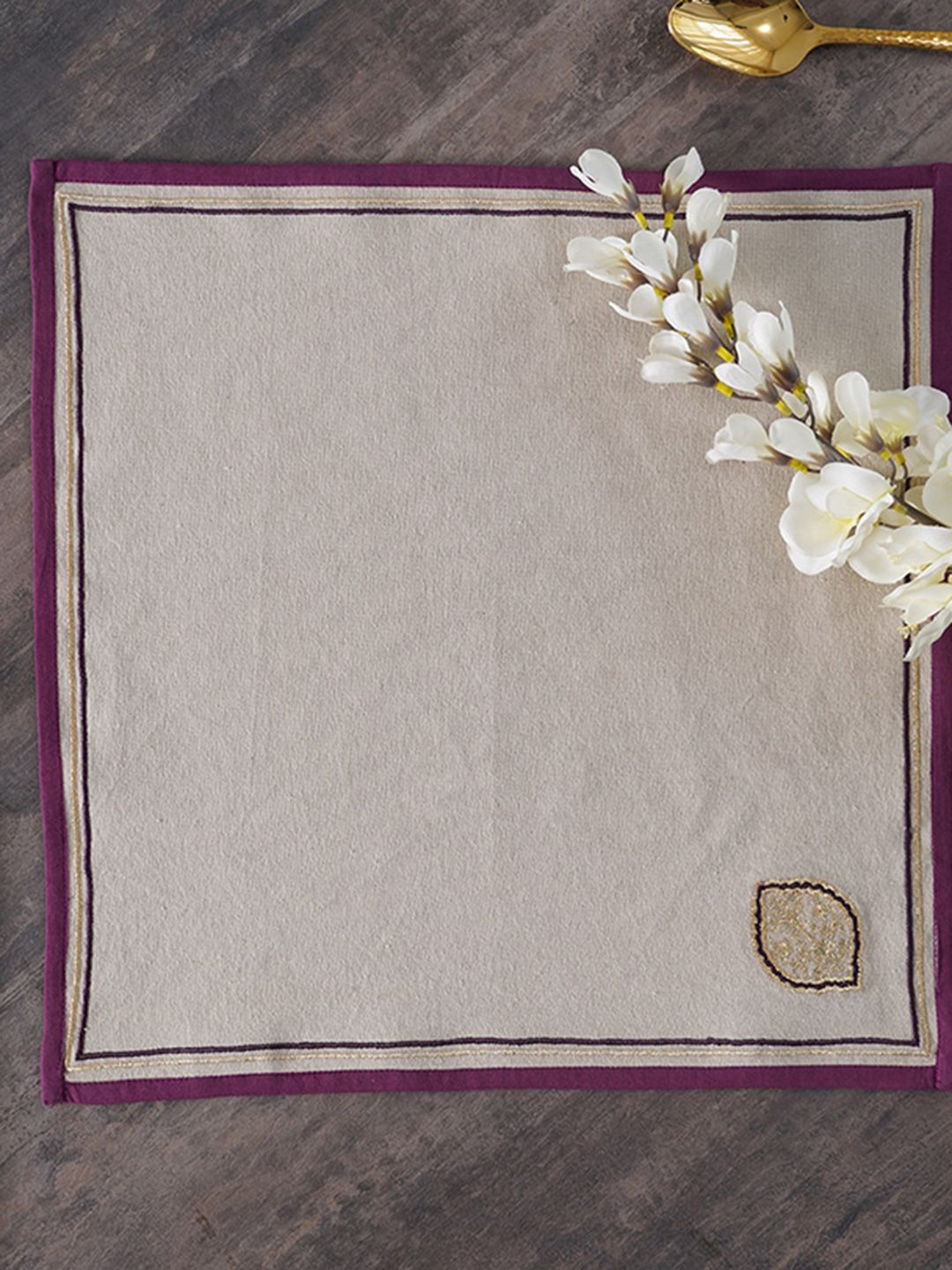 Pure Home and Living Set Of 6 Purple Solid Cotton Table Napkins Price in India