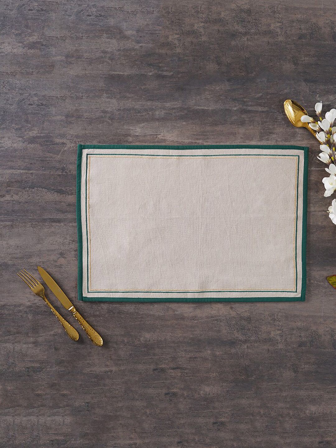 Pure Home and Living Green & Brown Solid Pure Cotton Table Placemats Price in India