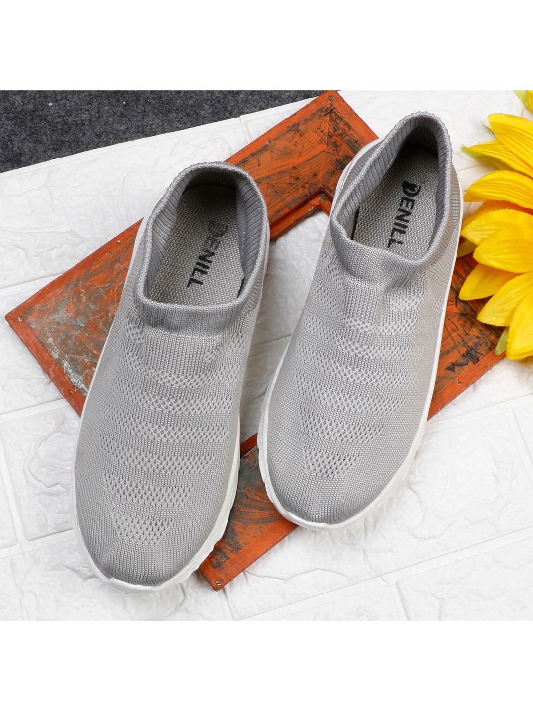 Denill Women Grey Mesh Walking Non-Marking Sports Shoes Price in India