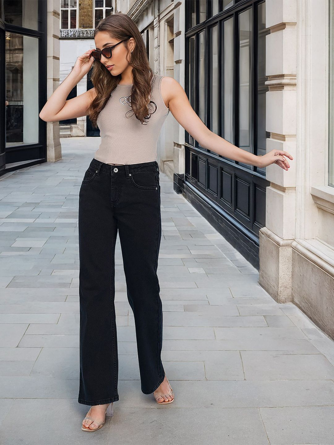 Flying Machine Women Black Bootcut Stretchable Jeans
