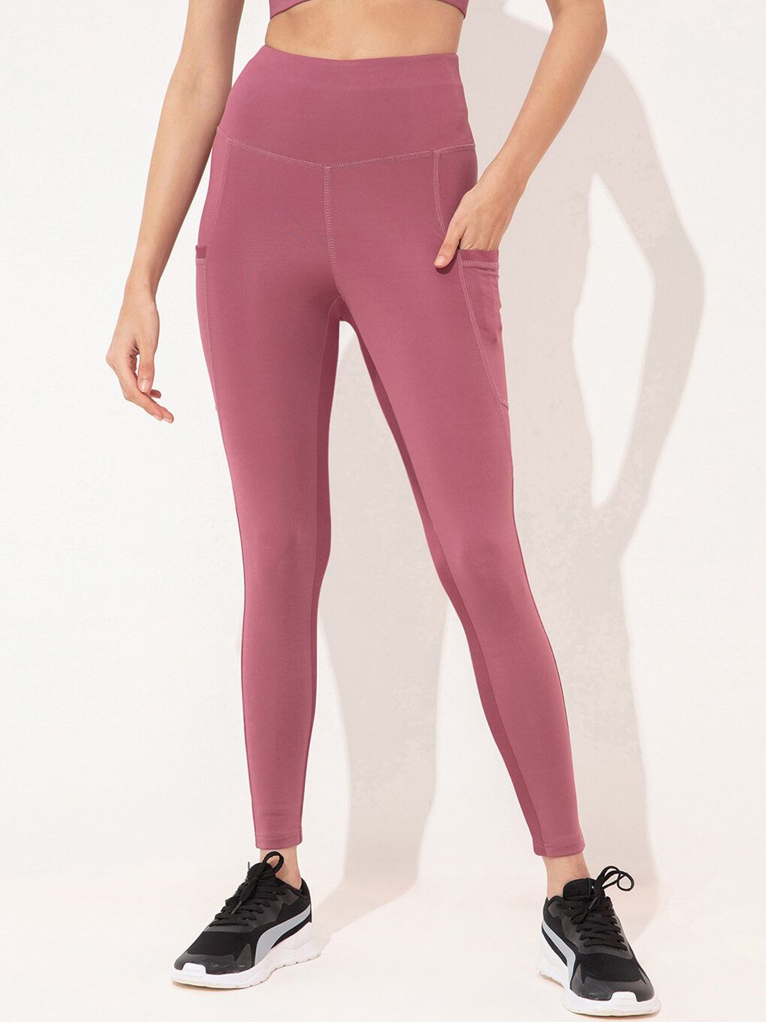 KICA Women Pink Solid Ankle-Length Tights Price in India