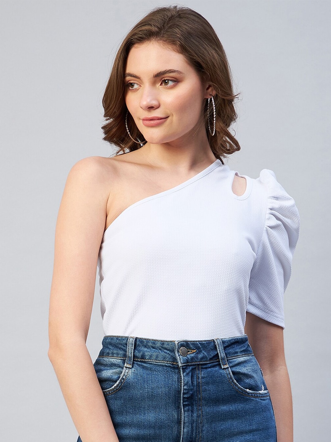 Marie Claire White One Shoulder Top Price in India