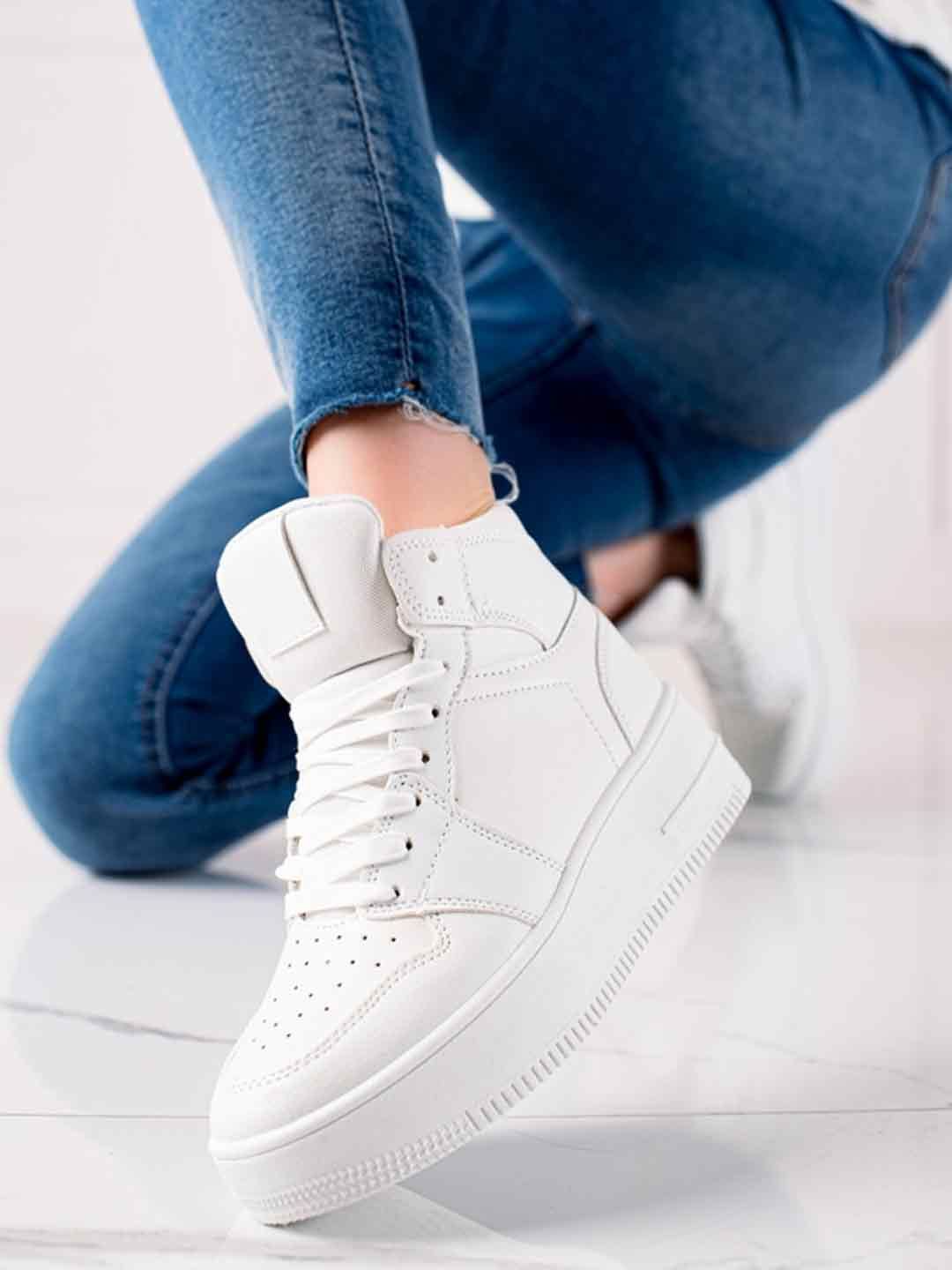 Shoetopia Women Perforations High-Top Sneakers