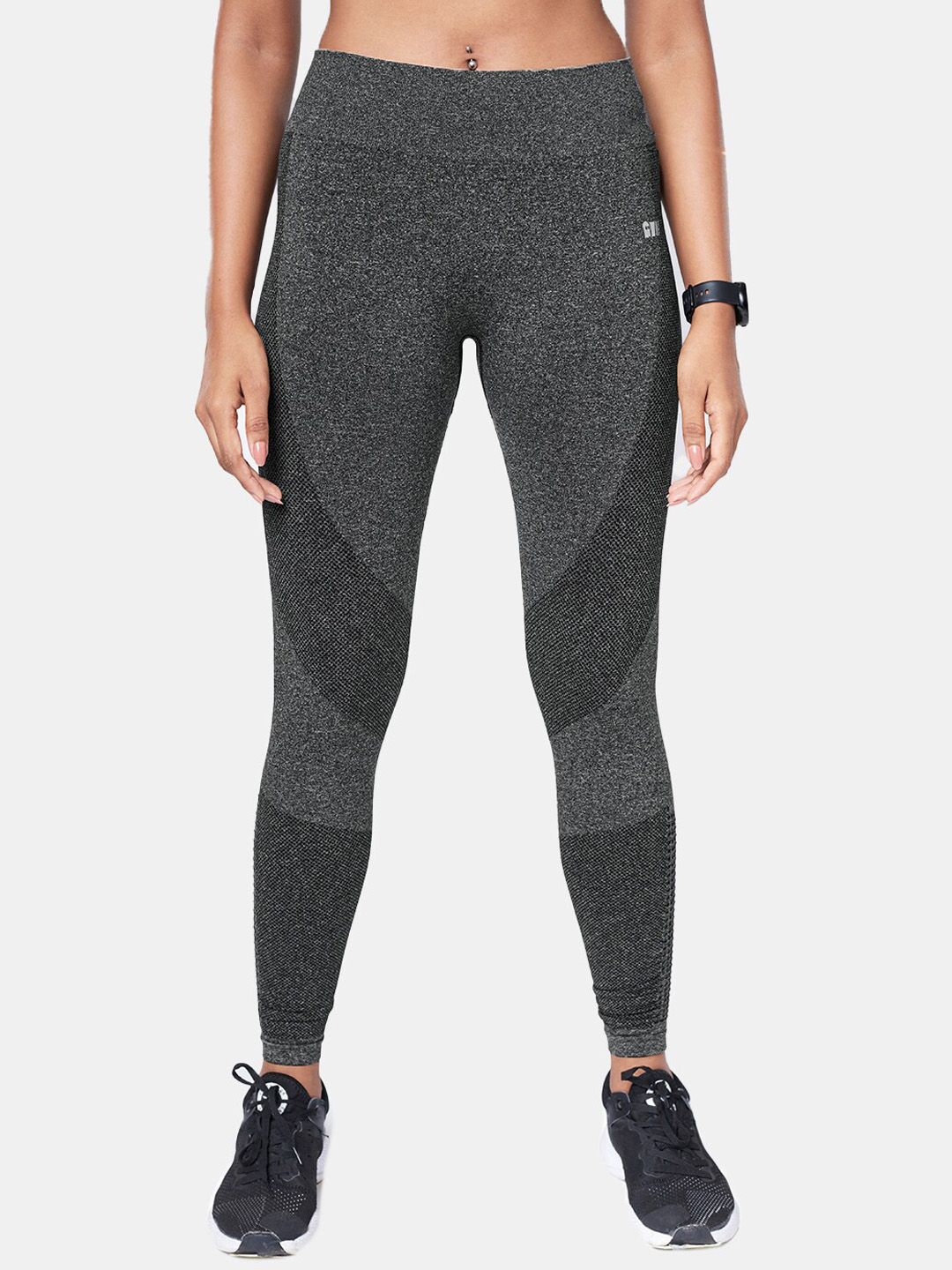 The Souled Store Women Charcoal Solid Training Tights Price in India