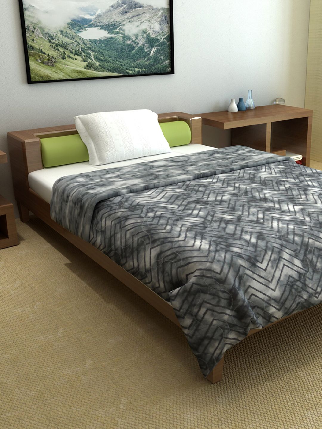 Divine Casa White & Grey Mild Winter 120 GSM Single Bed Comforter Price in India