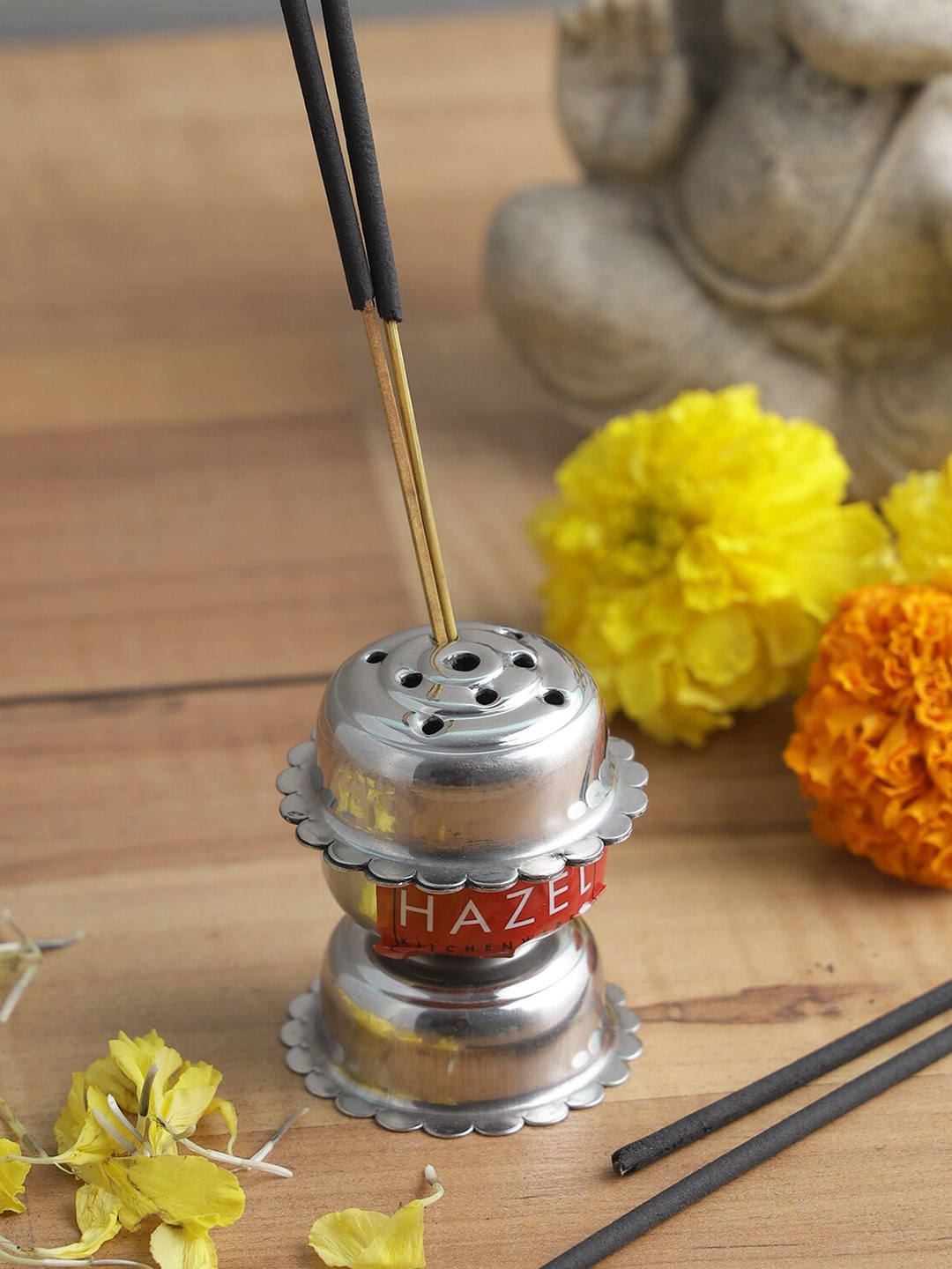 HAZEL Silver-Toned Solid Incense Stick Holder Price in India