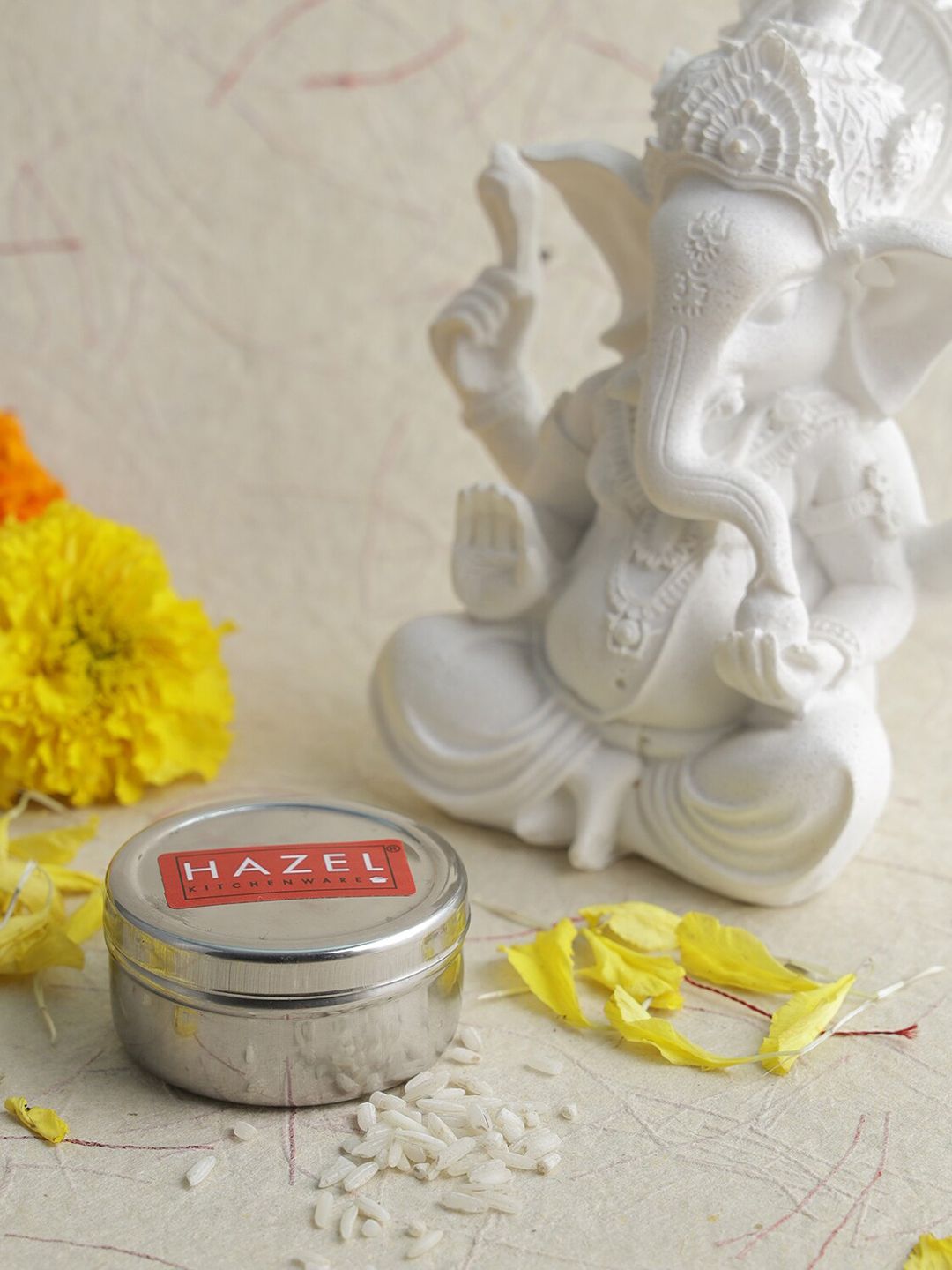HAZEL Silver-Toned Solid Mini Kumkum Box Price in India