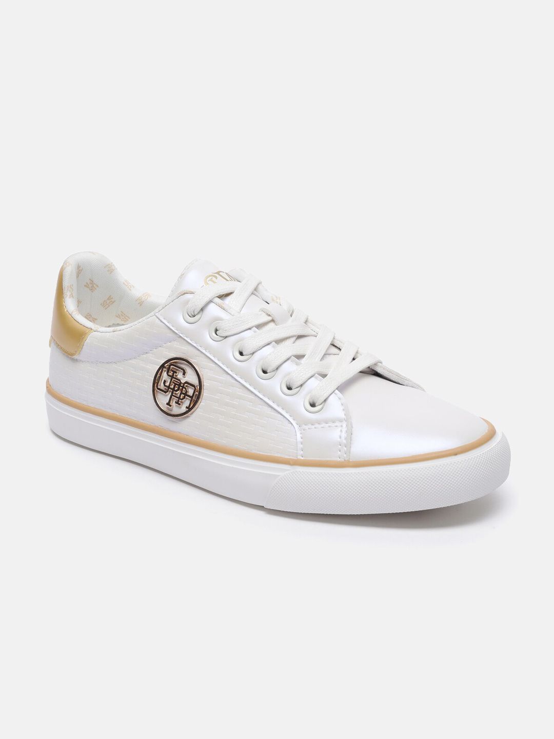 U S Polo Assn Women Off White Textured Sneakers Price in India