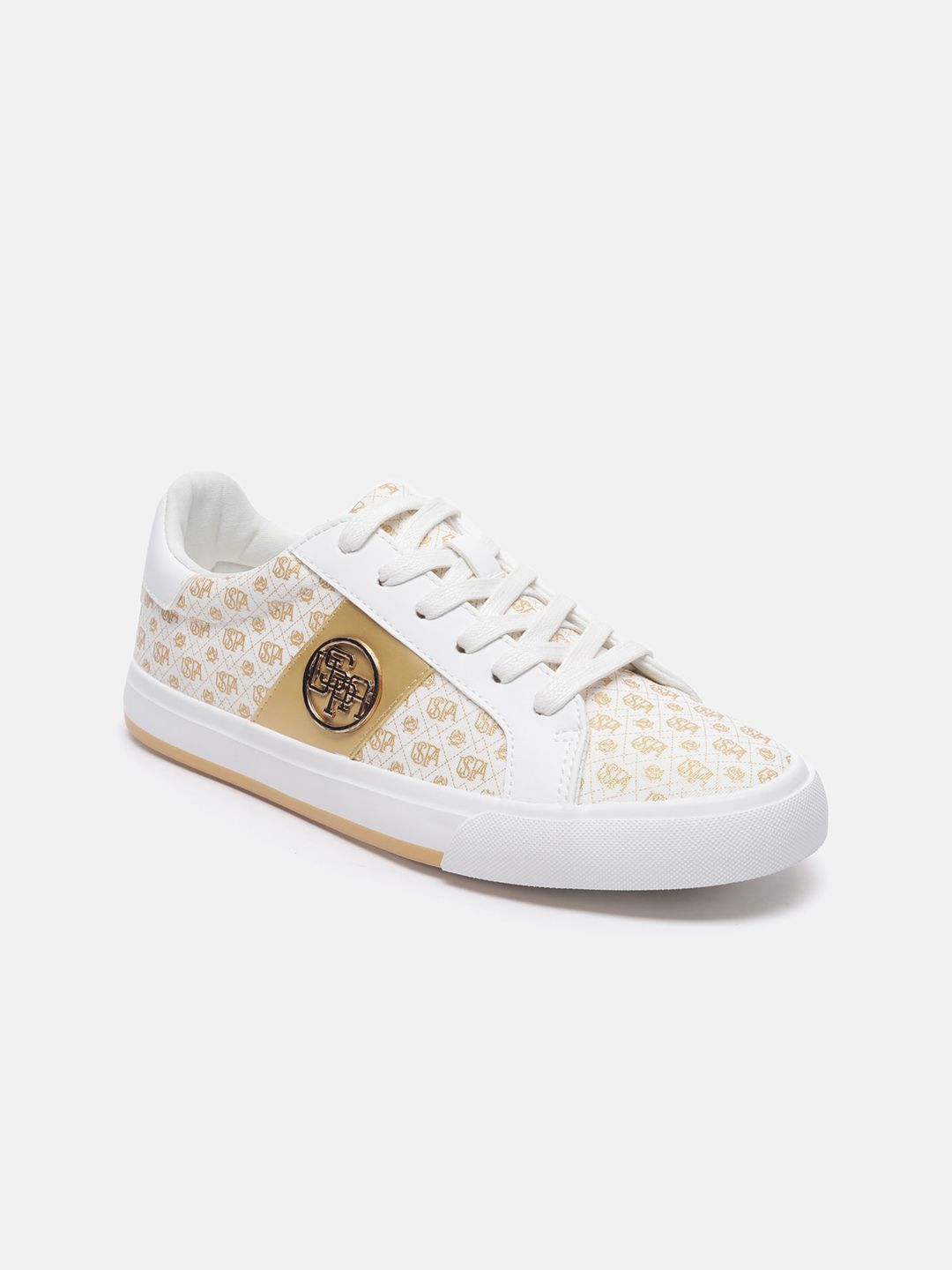 U S Polo Assn Women Off White Printed Sneakers Price in India