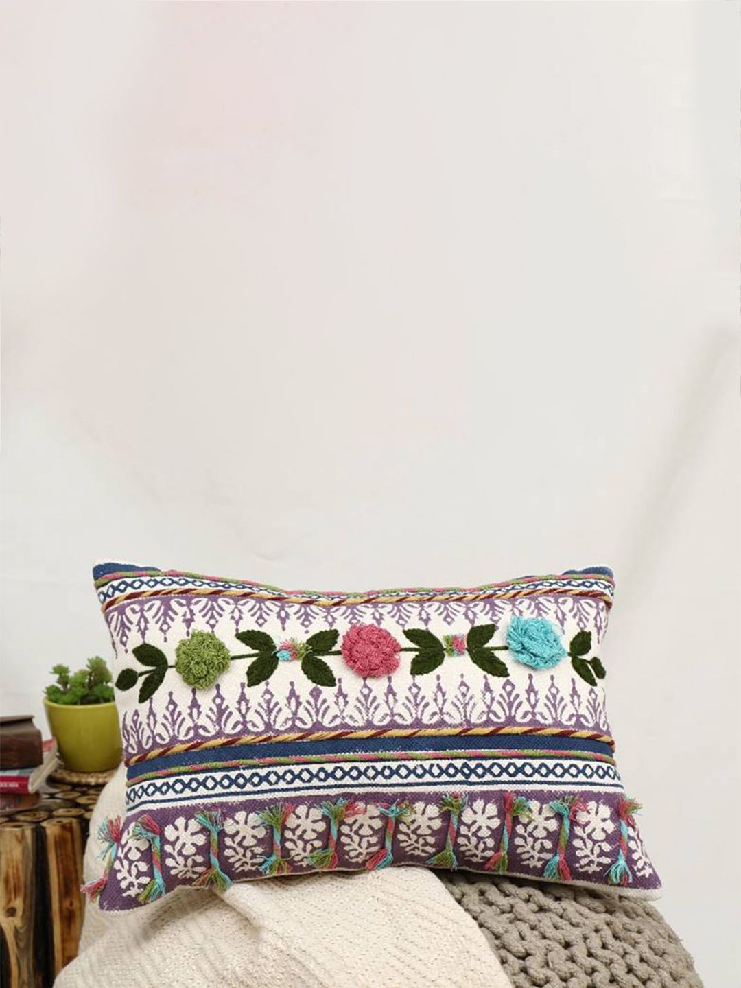 HERE&NOW Embroidered Rectangle Cushion Covers Price in India