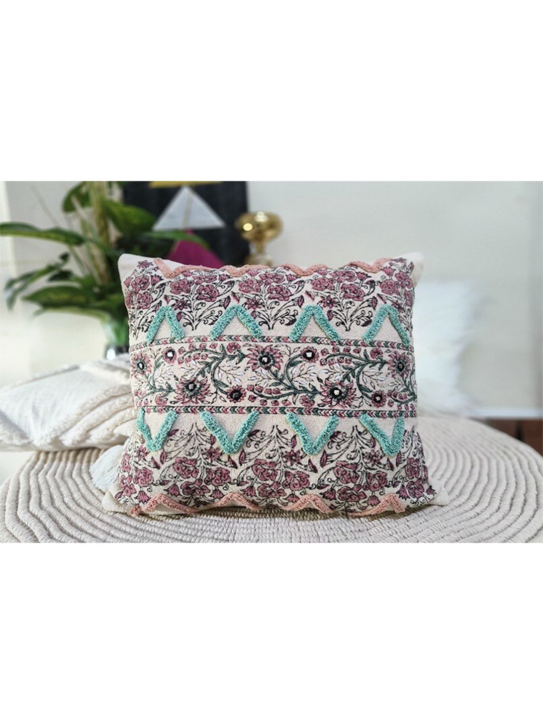 HERE&NOW Geometric Square Cushion Cover Price in India