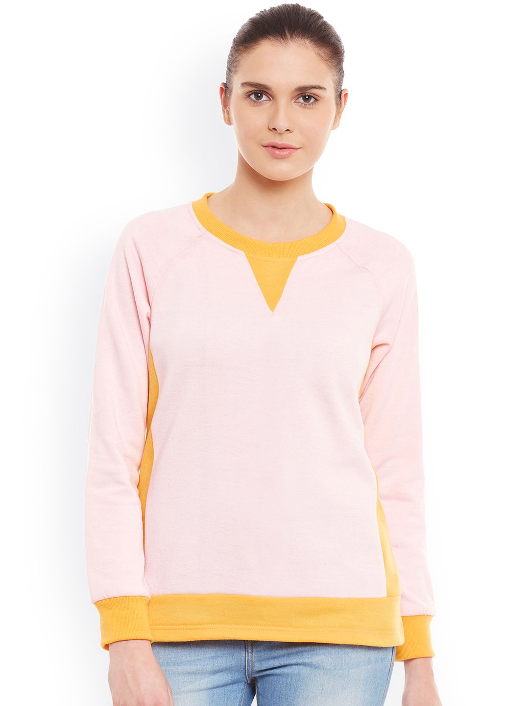 Belle Fille Women Pink Solid Sweatshirt Price in India