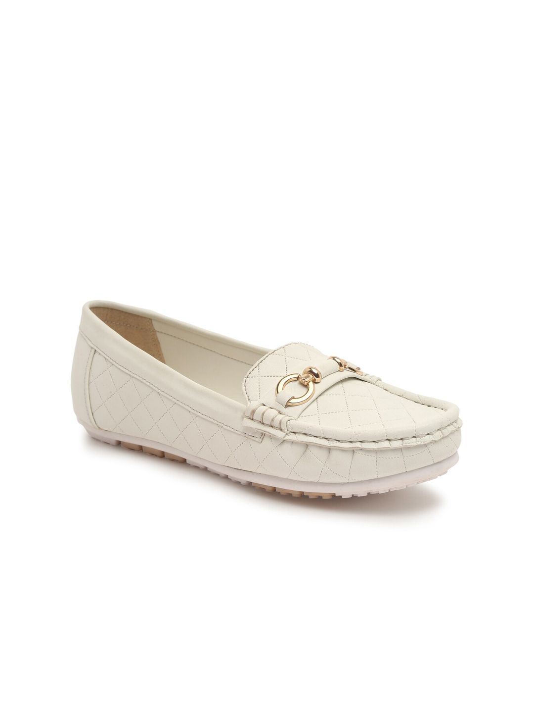 Flat n Heels Women White Suede Loafers Price in India