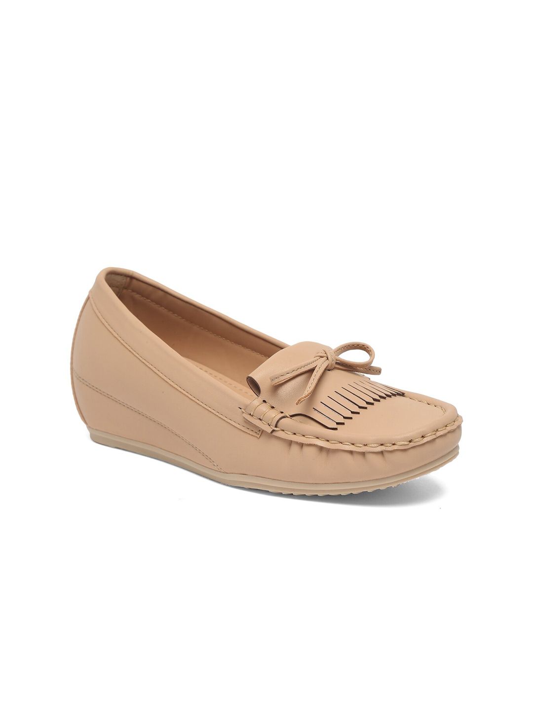 Flat n Heels Women Beige Solid Loafers Price in India