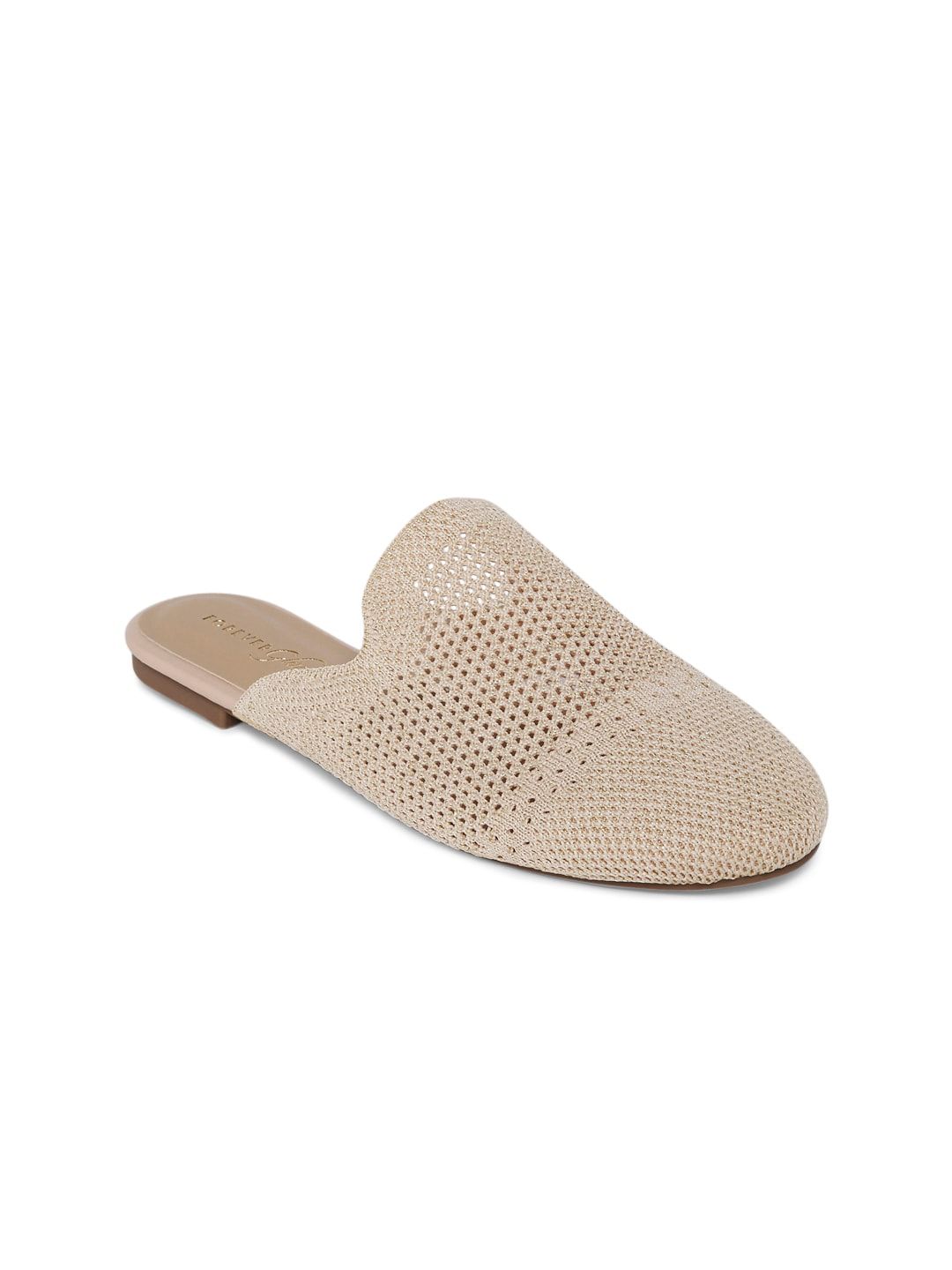 Forever Glam by Pantaloons Women Nude-Coloured Woven Design Mules Price in India