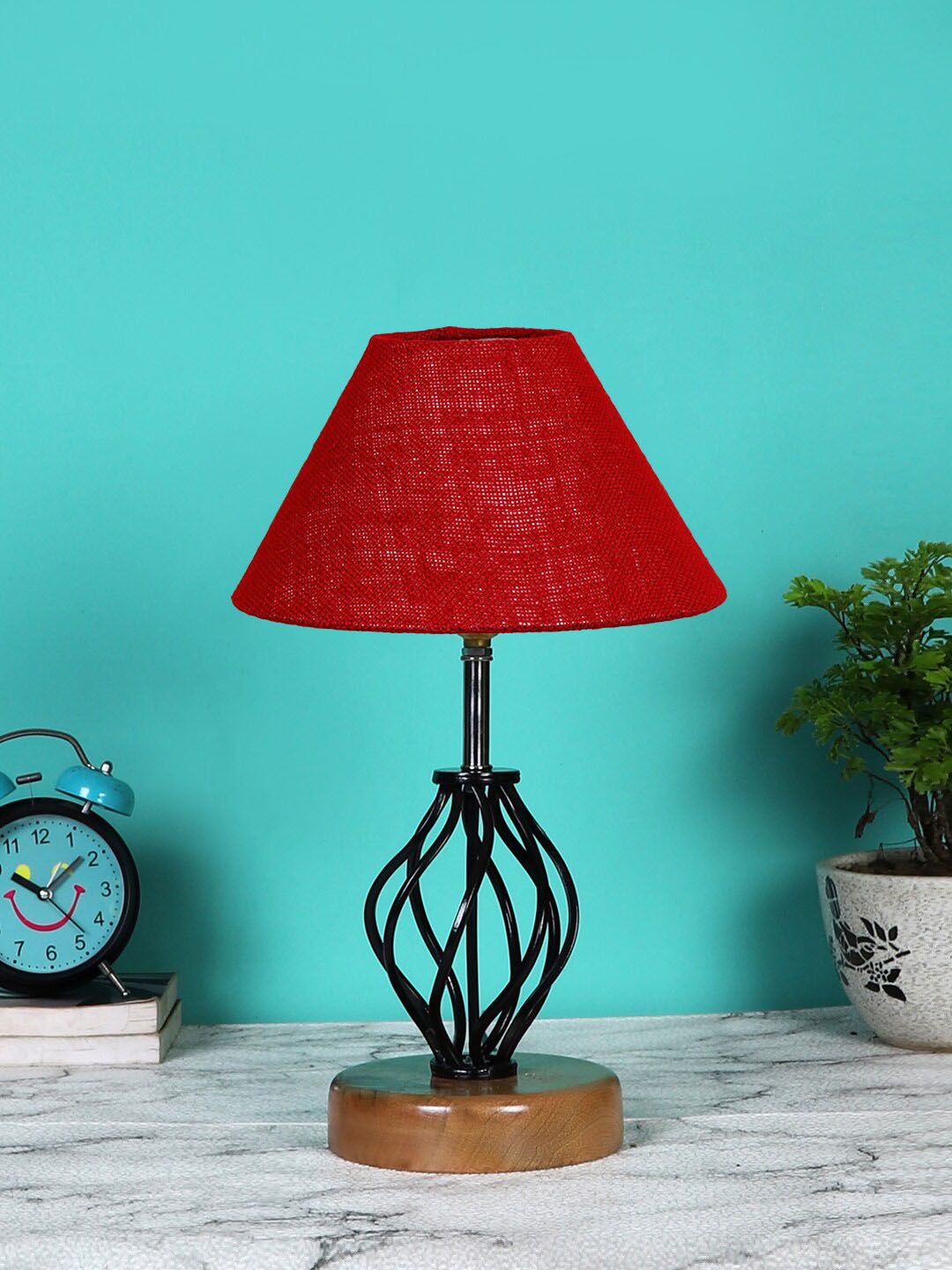 Devansh Maroon & Black Solid Table Lamps Price in India