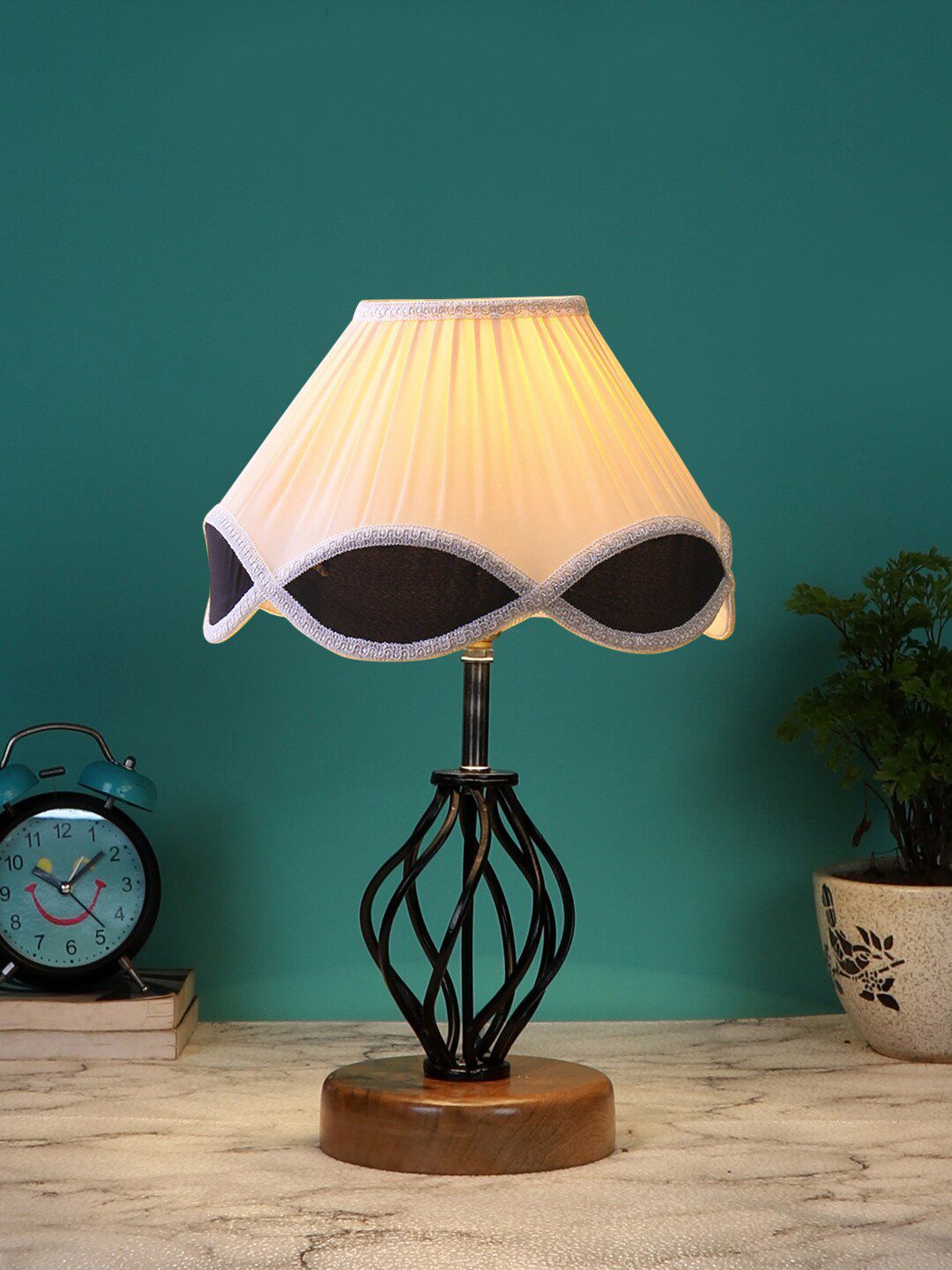 Devansh Black & Off-White Solid Table Lamps Price in India
