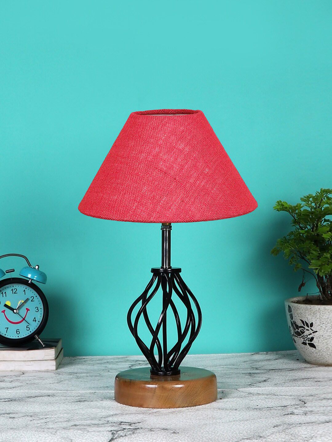 Devansh Pink & Black Solid Table Lamps Price in India