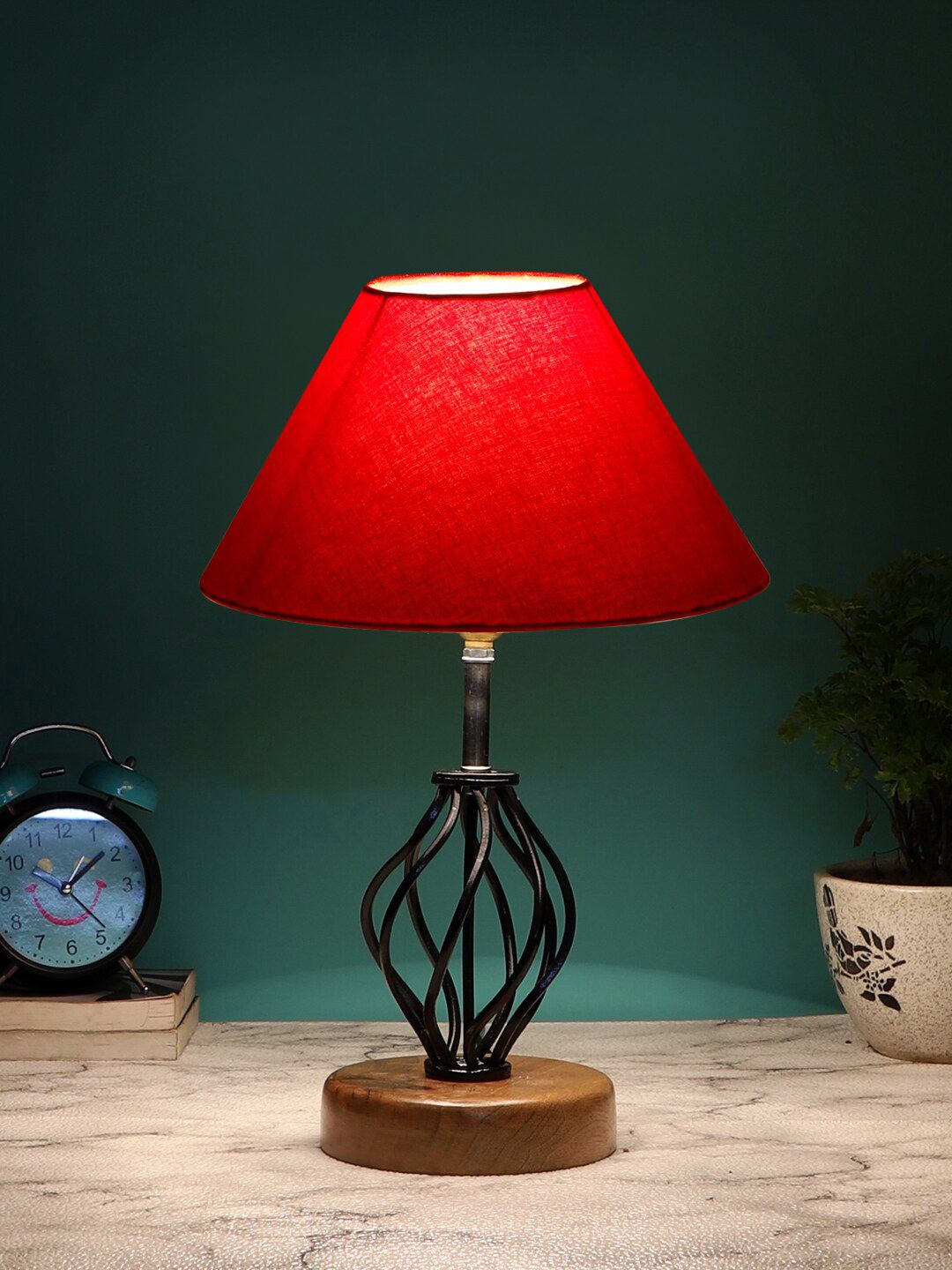 Devansh Red & Black Solid Table Lamps Price in India