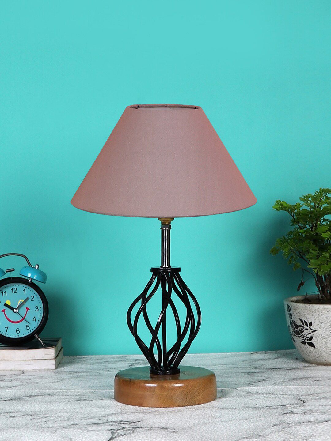 Devansh Grey Solid Cotton Table Lamp Price in India