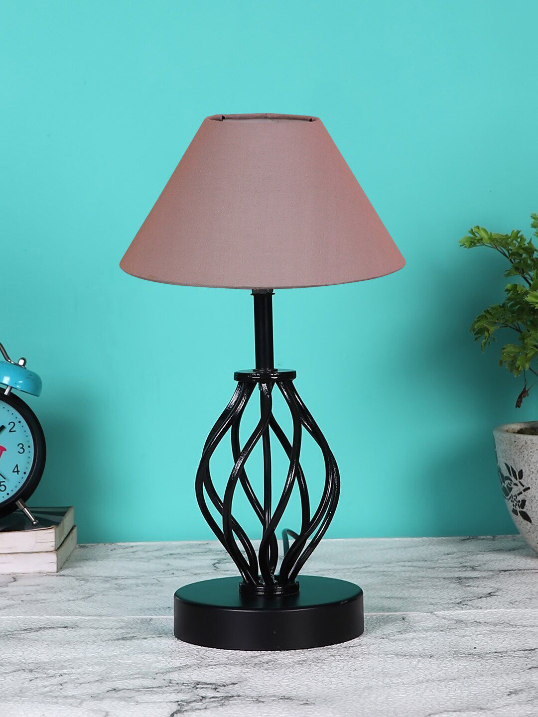 Devansh Black & Grey Cotton Table Lamps with Iron Price in India