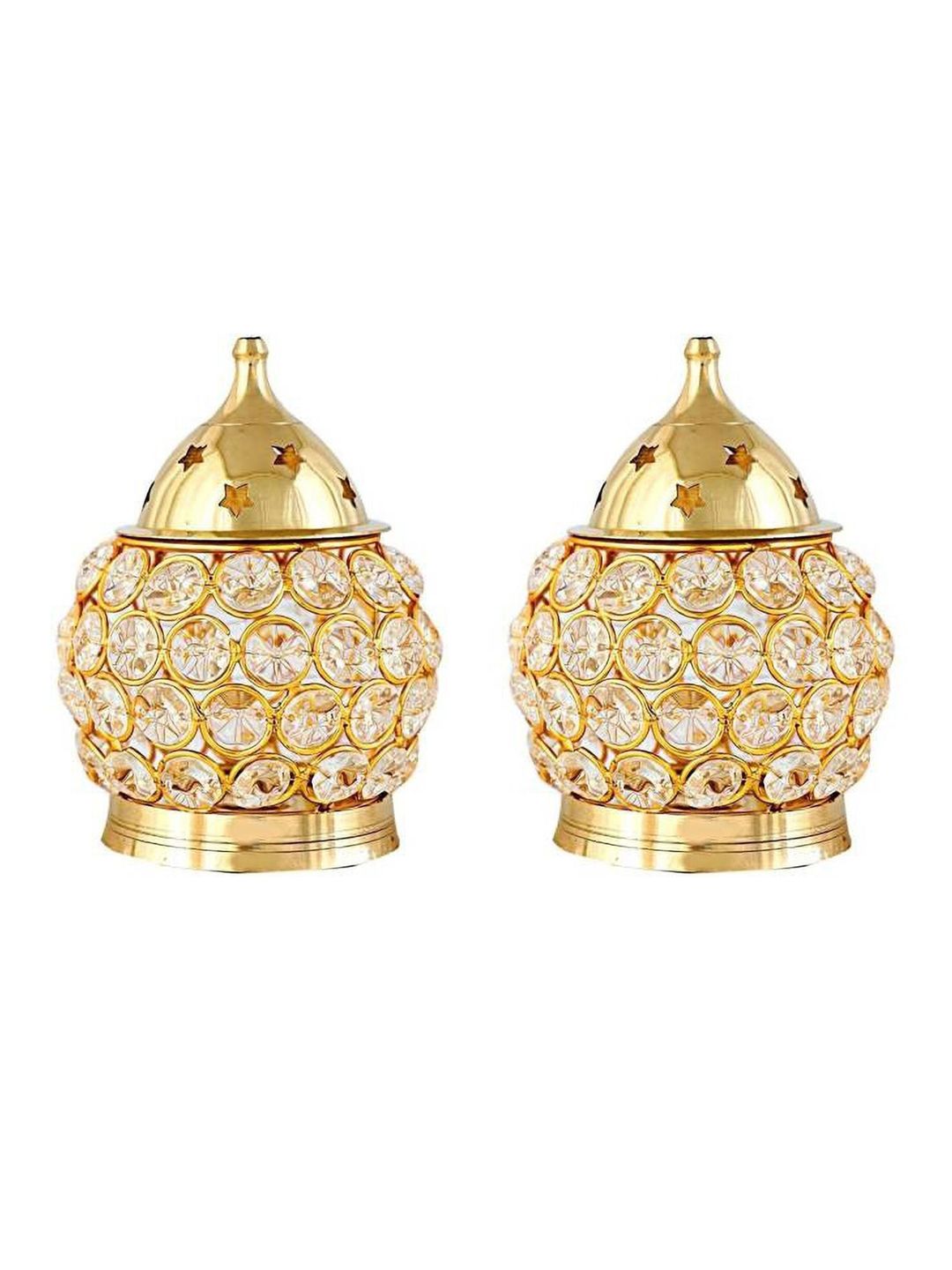 Fashion Bizz Set Of 2 Gold-Toned Diyas Price in India