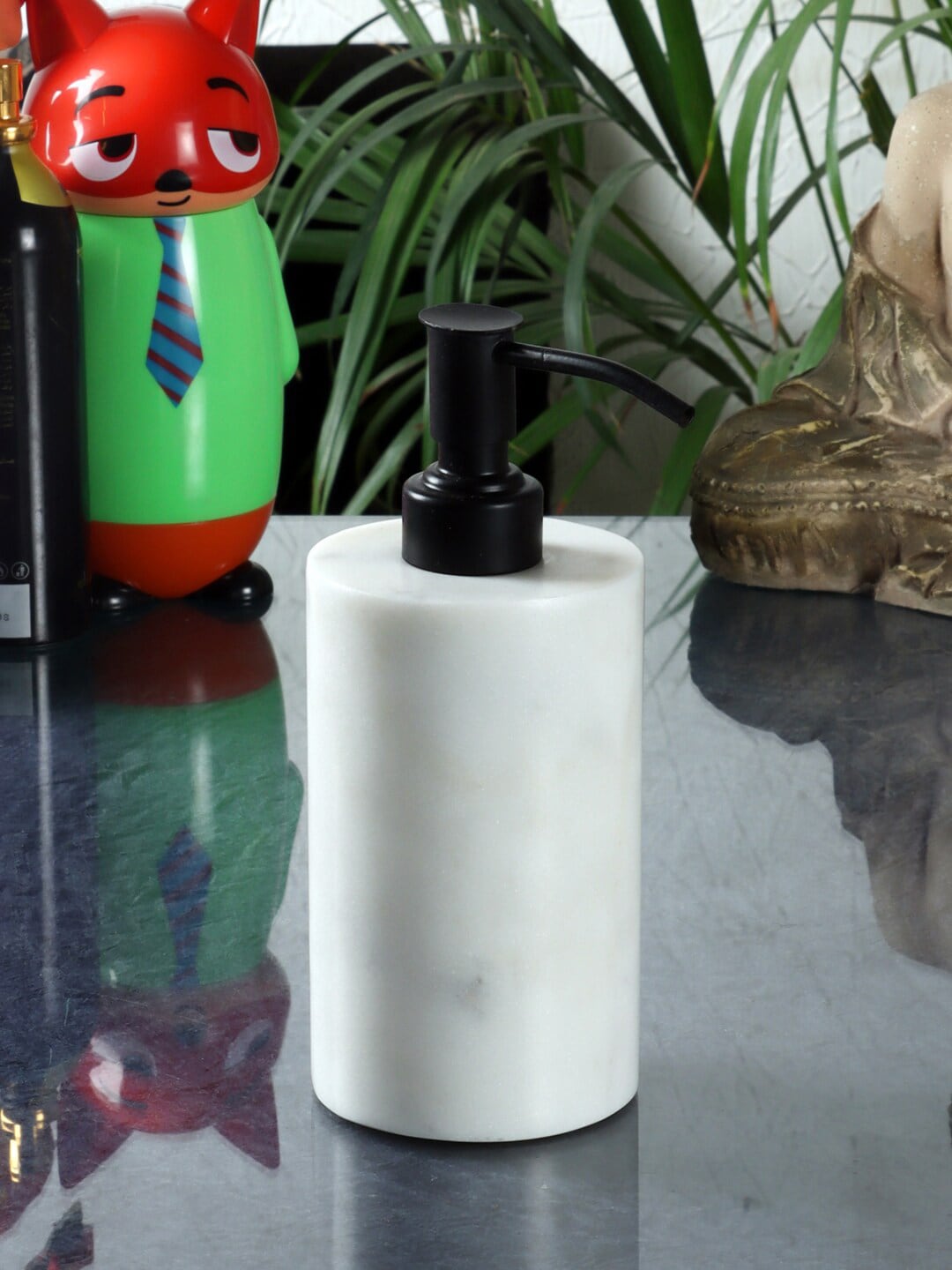 NikkisPride White & Black Solid Marble Soap Dispenser Price in India