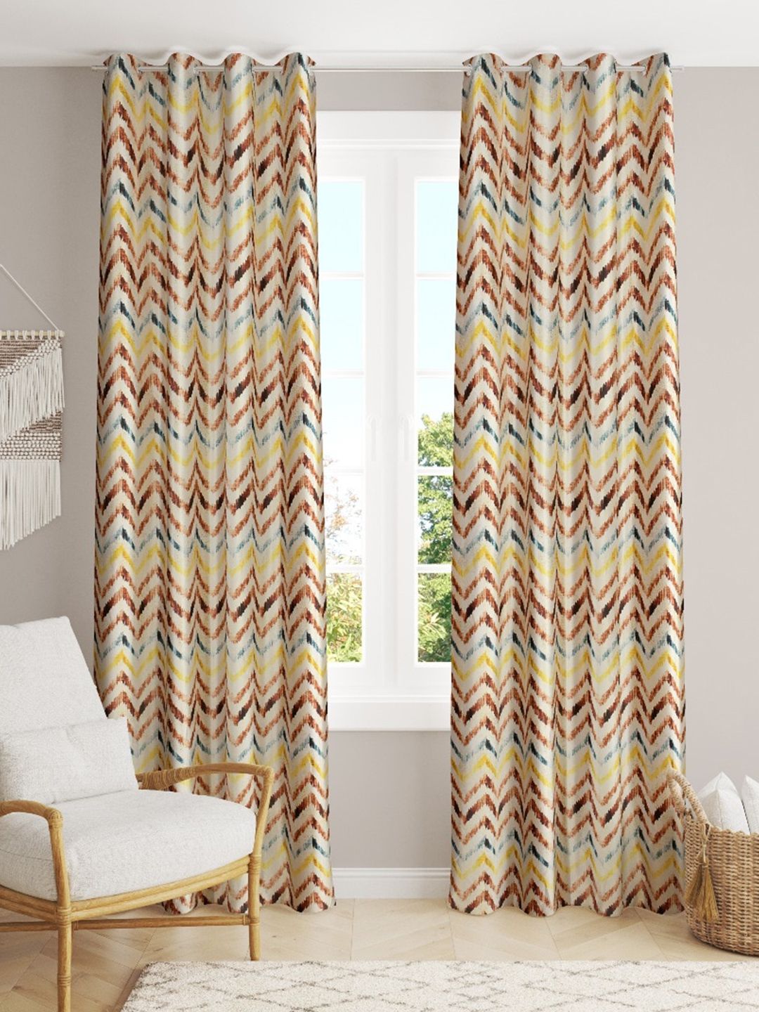 Slushy Mushy Set of 2 Striped Window Curtain Price in India