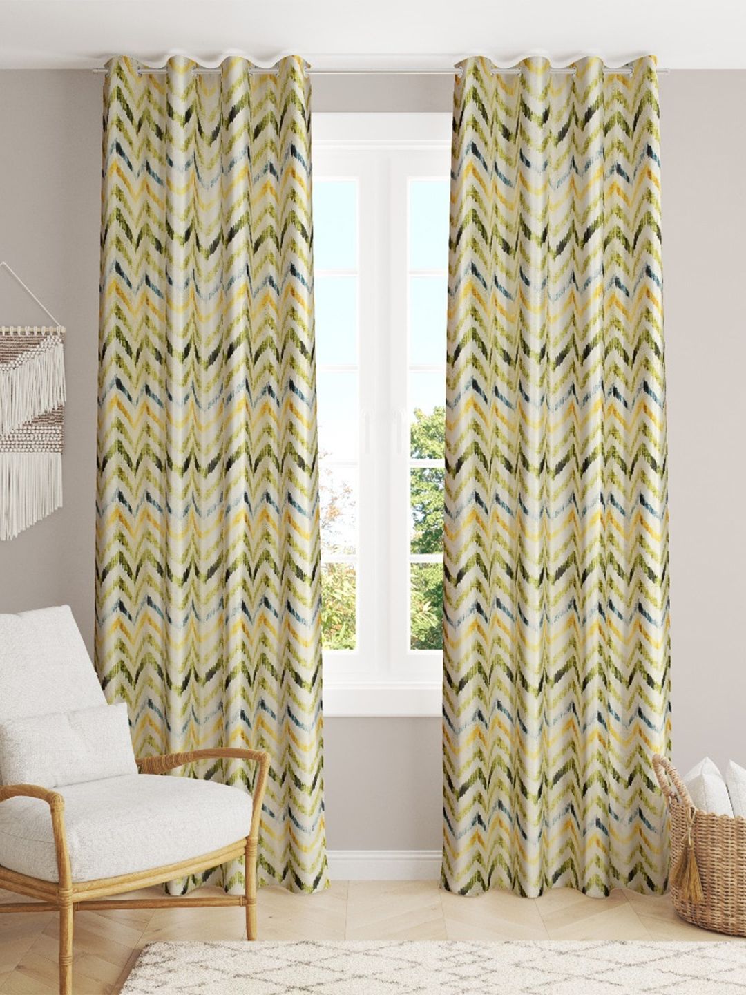 Slushy Mushy Set of 2 Geometric Printed Window Curtain Price in India