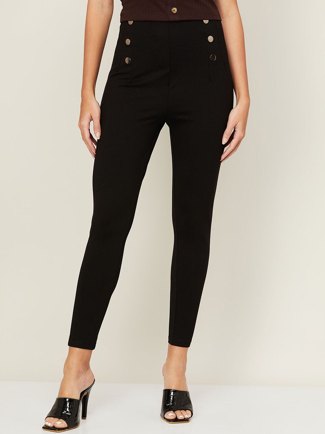 Ginger by Lifestyle Women Black Slim Fit Trousers Price in India