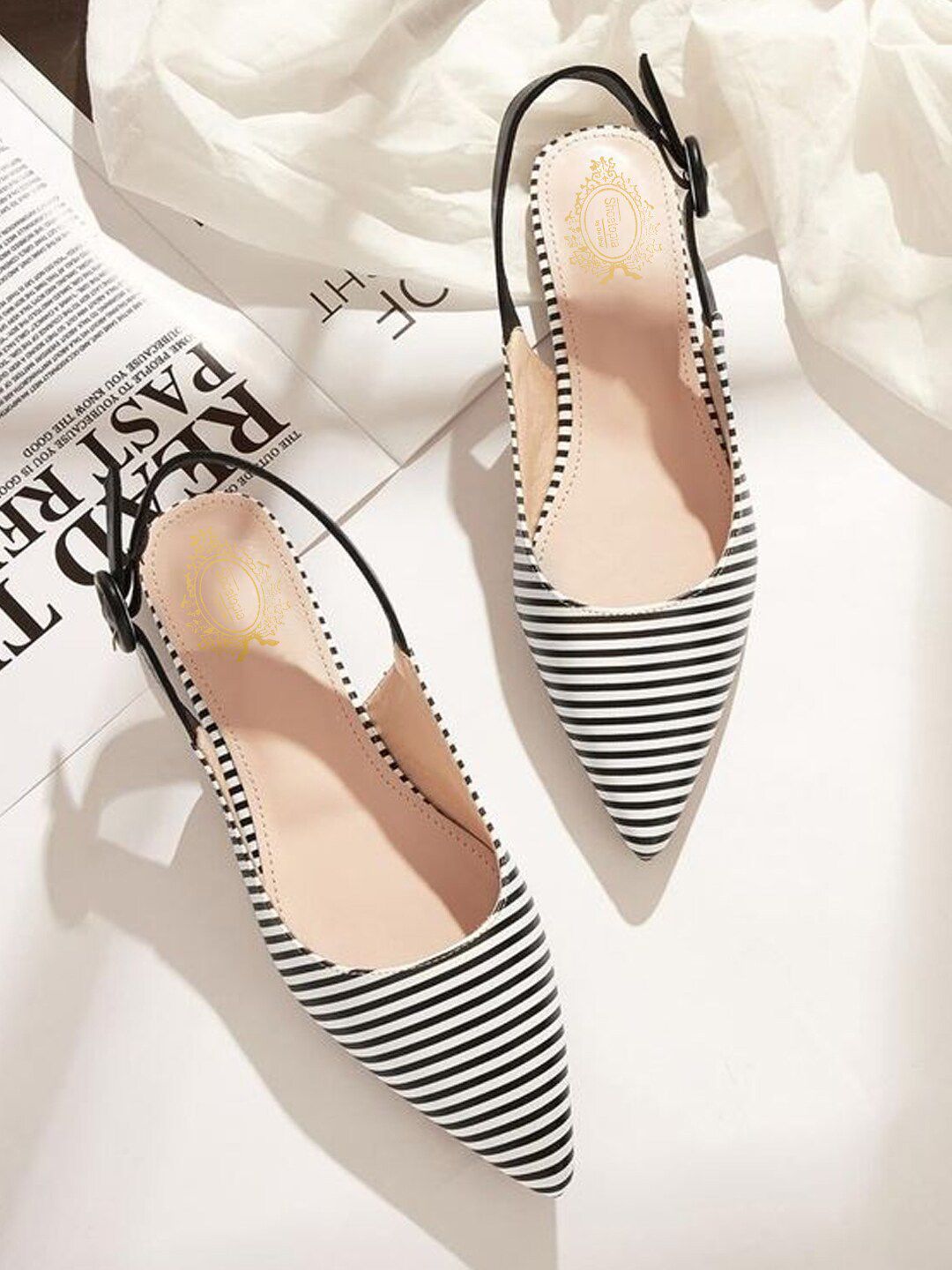 Shoetopia Women Striped Ballerinas Flats Price in India