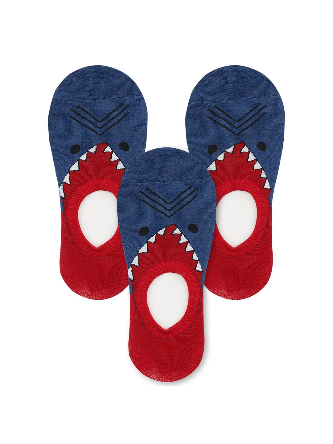 TOFFCRAFT Men Pack Of 3 Blue & Red Printed Shoe Liner