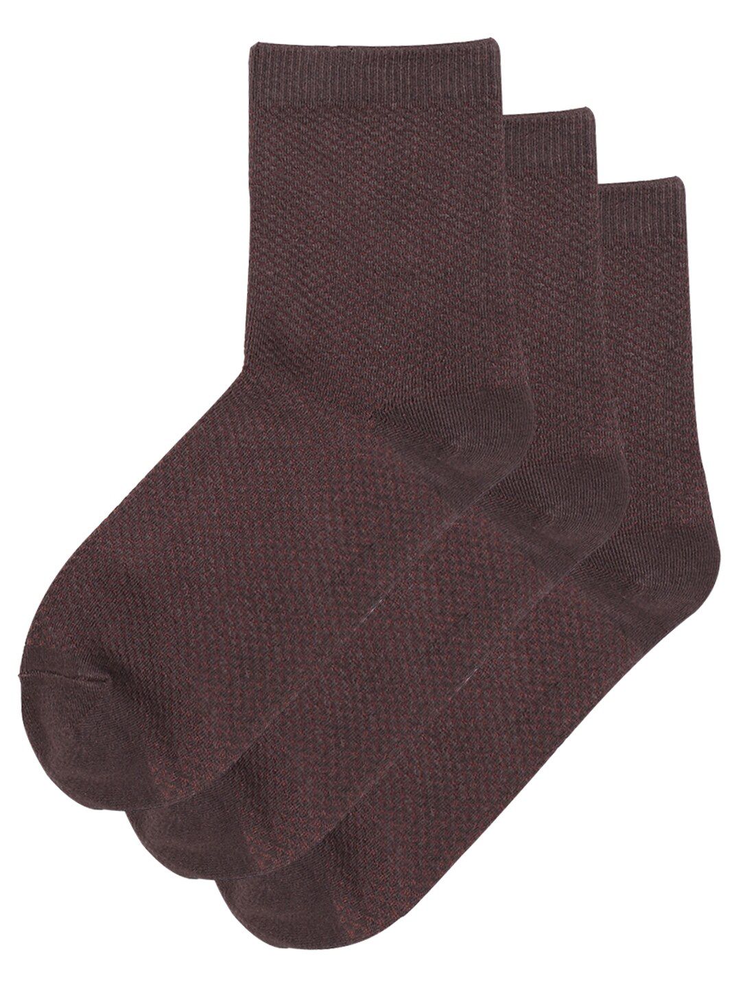 TOFFCRAFT Men Pack Of 3 Burgundy Solid Above Ankle-Length Socks
