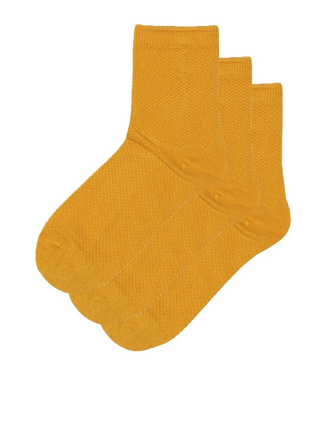 TOFFCRAFT Men Pack Of 3 Mustard-Yellow Solid Above Ankle-Length Socks