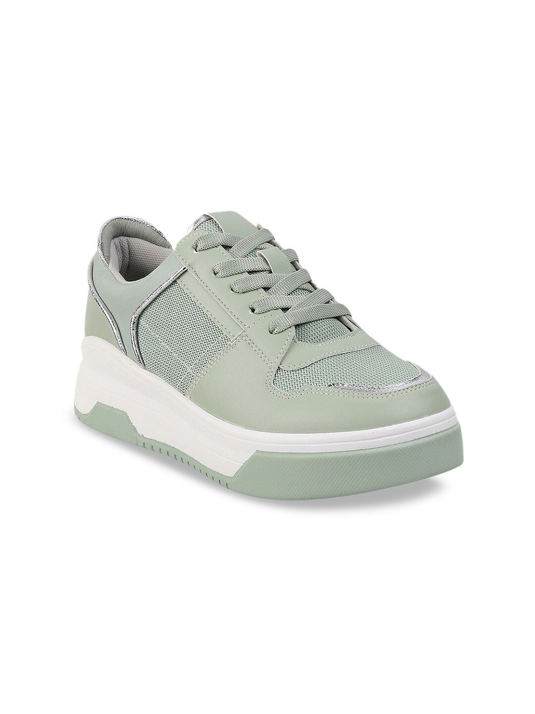 Metro Women Green Textured Round Toe Synthetic Sneakers Price in India