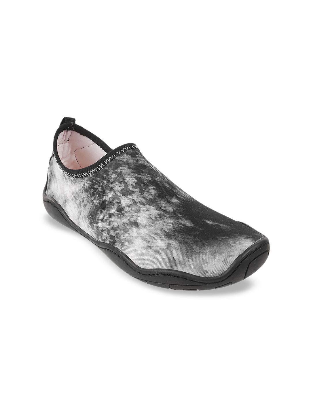 Metro Women Grey & Black Printed Synthetic Slip-On Sneakers Price in India