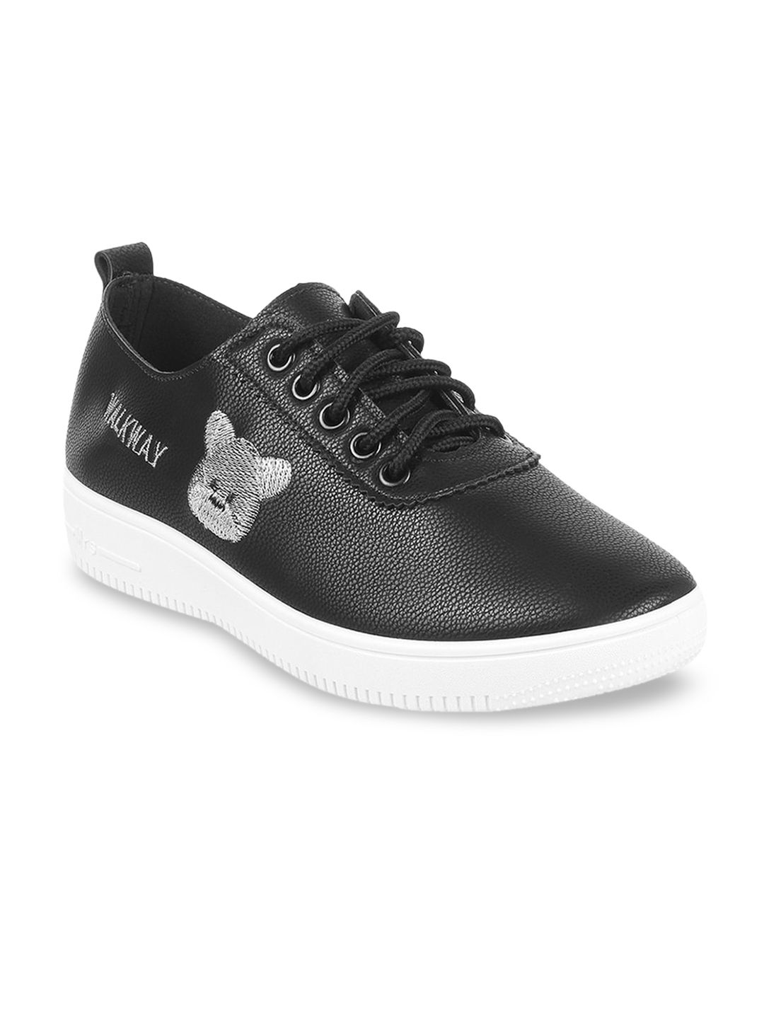 WALKWAY by Metro Women Black Textured Synthetic Sneakers Price in India