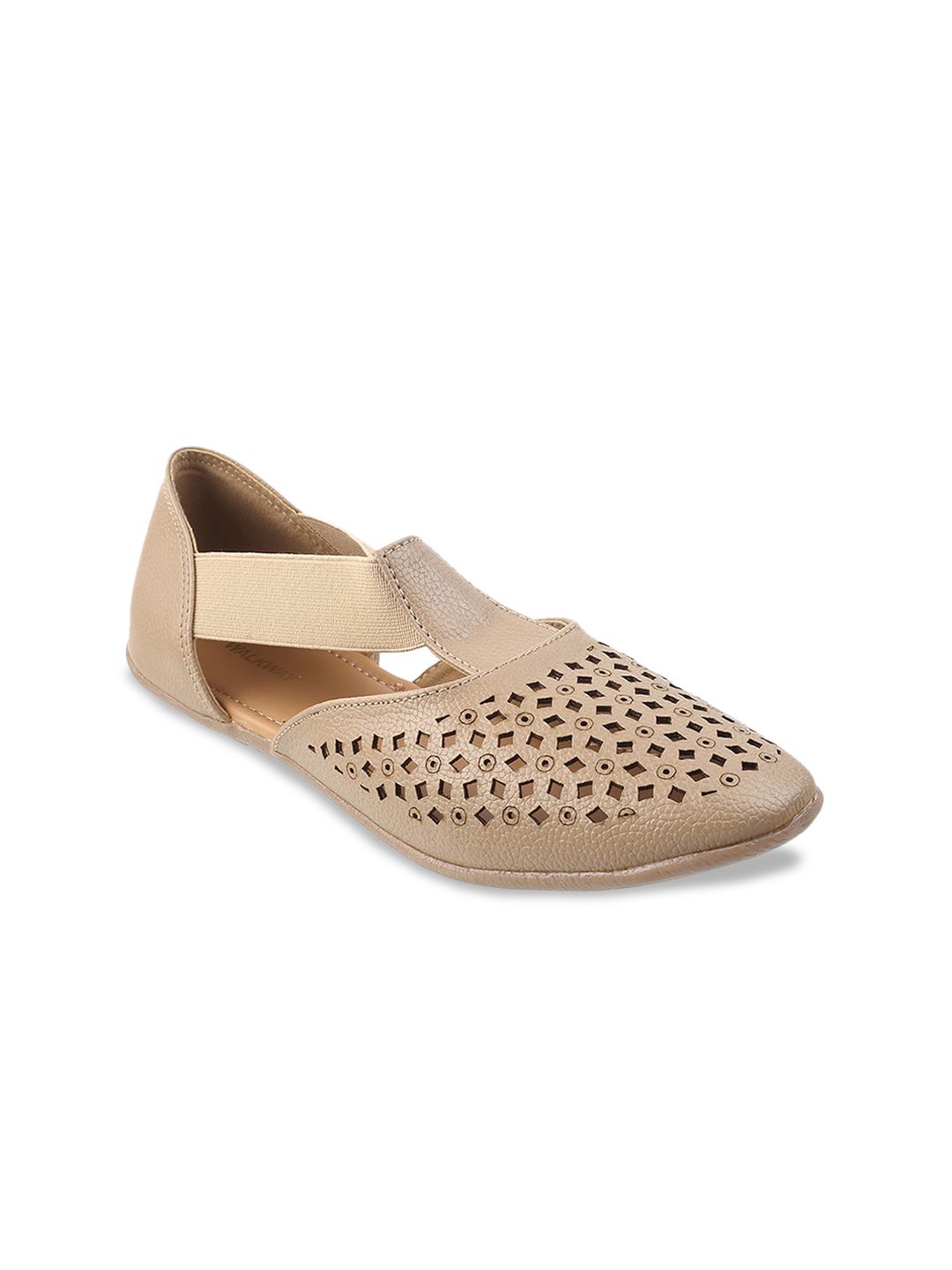 WALKWAY by Metro Women Beige Suede Laser Cuts Flats