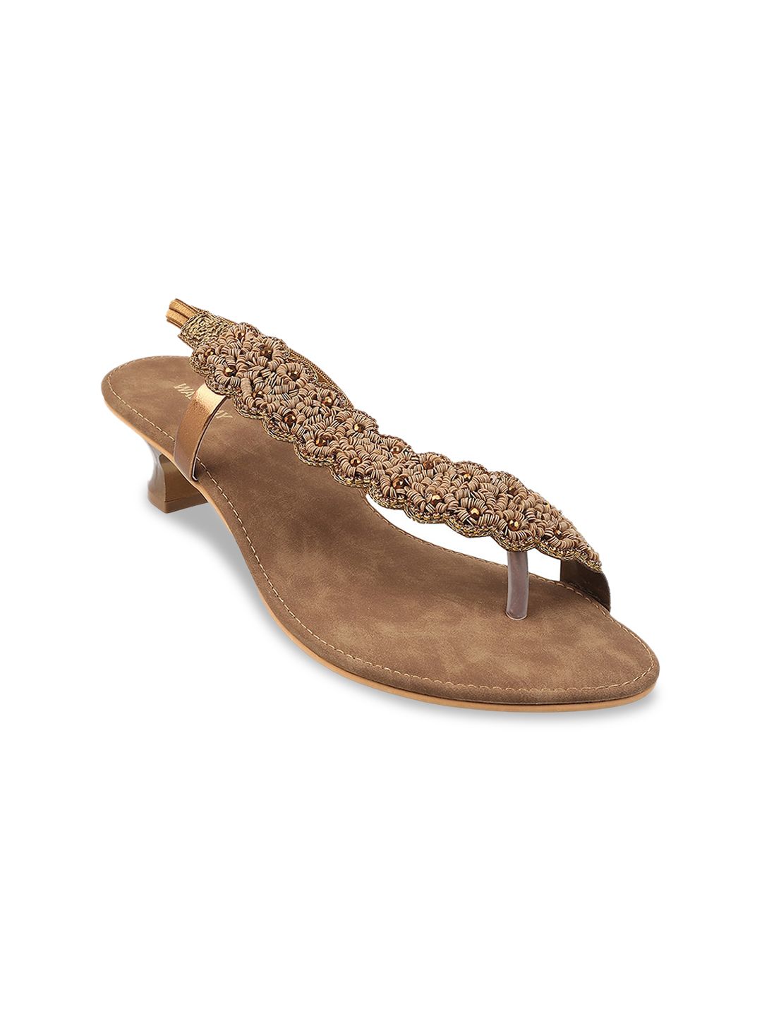 WALKWAY by Metro Gold-Toned Embellished Kitten Sandals