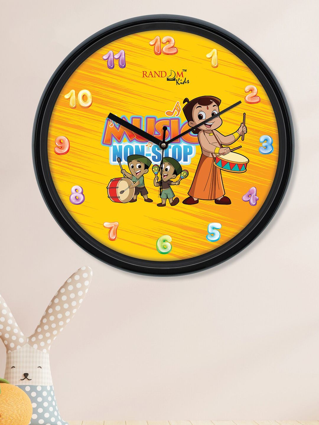 RANDOM Orange & Black Colourblocked Contemporary Wall Clock Price in India