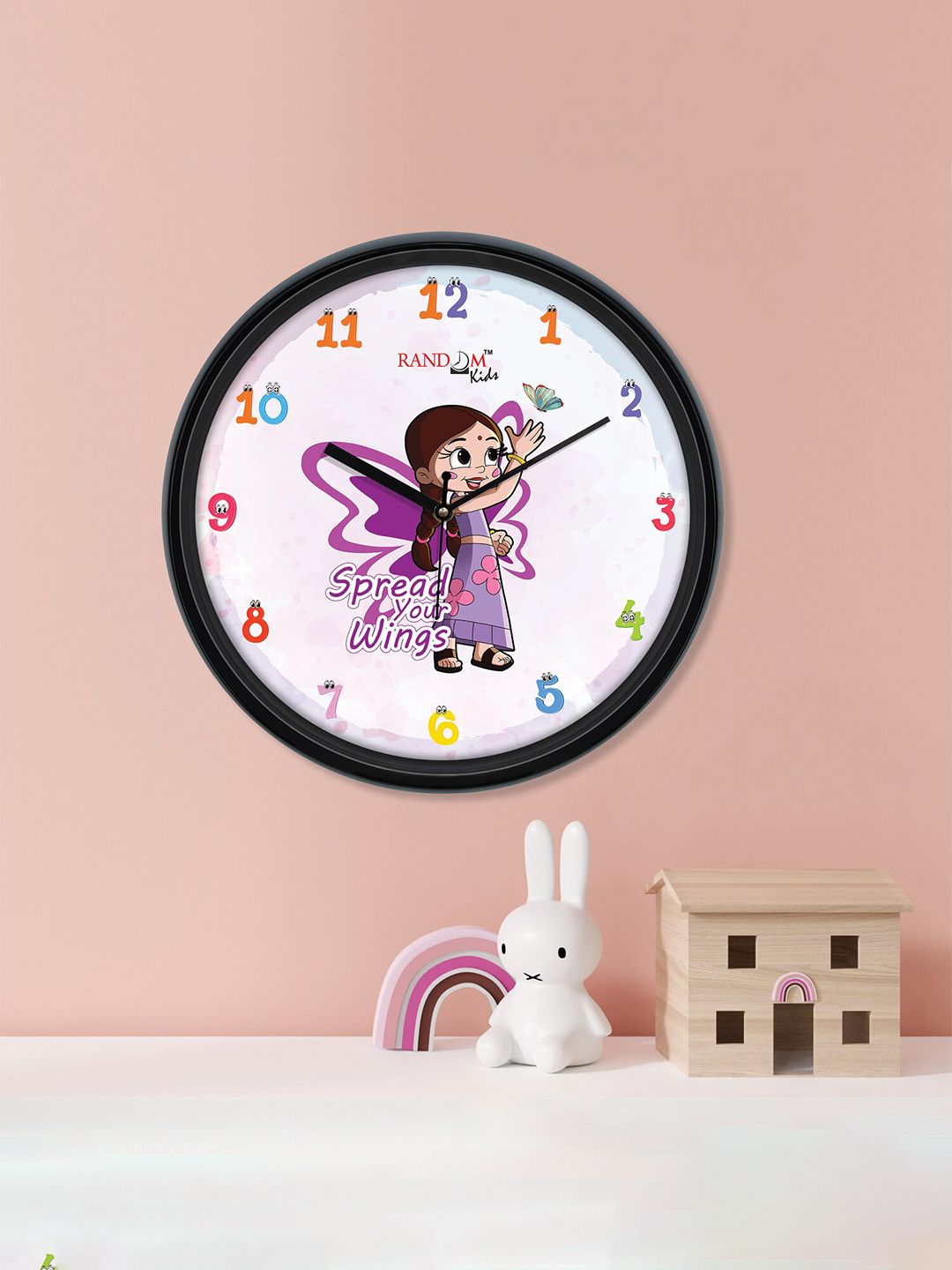 RANDOM White & Purple Printed Contemporary Wall Clock Price in India