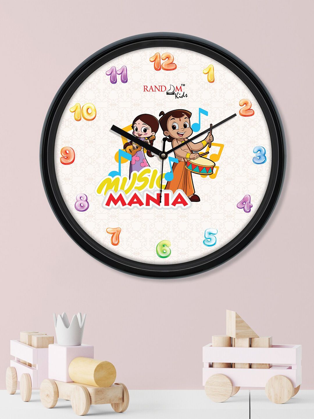 RANDOM Cream-Coloured & Black Printed Contemporary Wall Clock Price in India