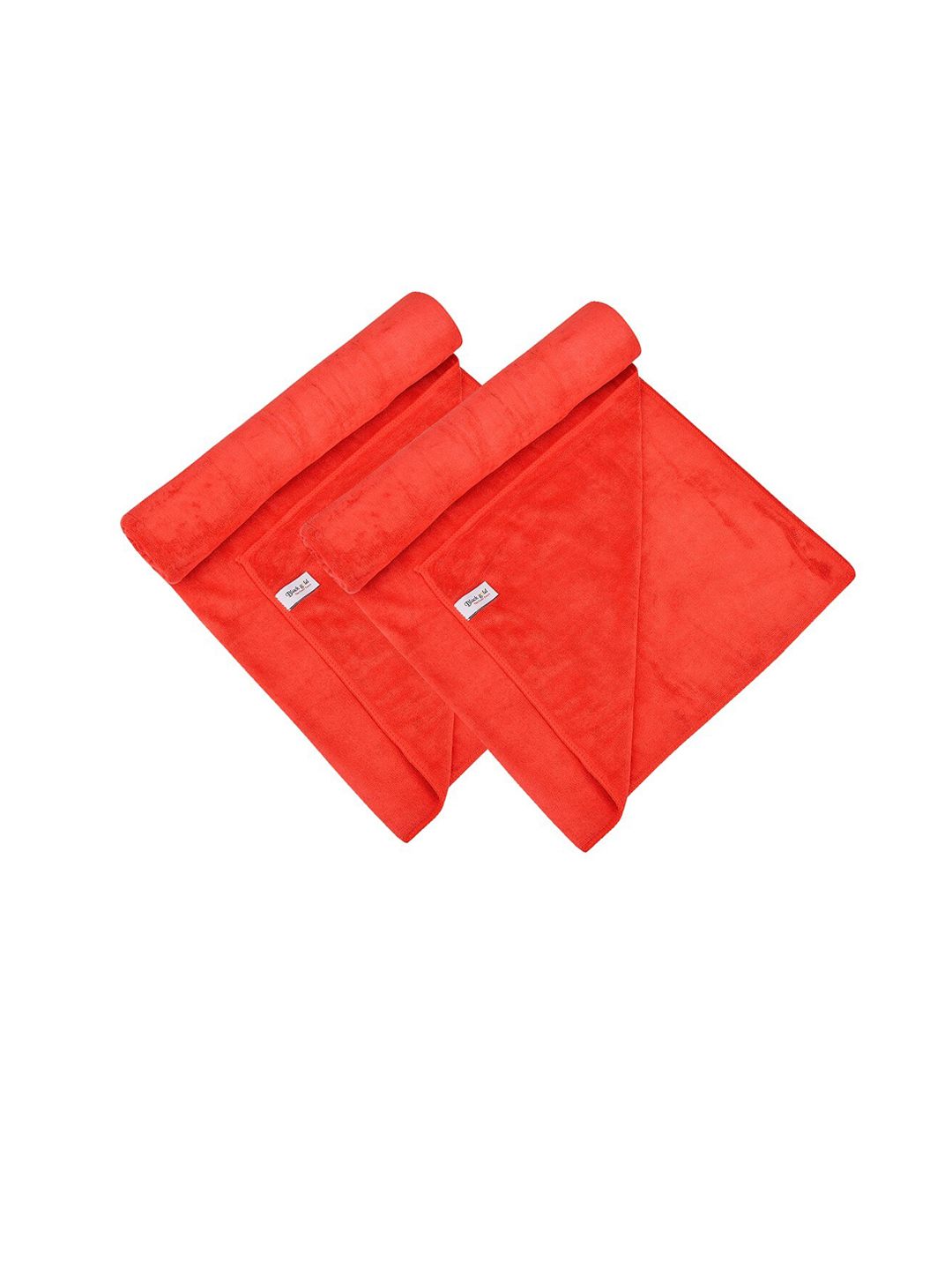 Black Gold Set Of 2 Red Solid 400 GSM Bath Towels Price in India